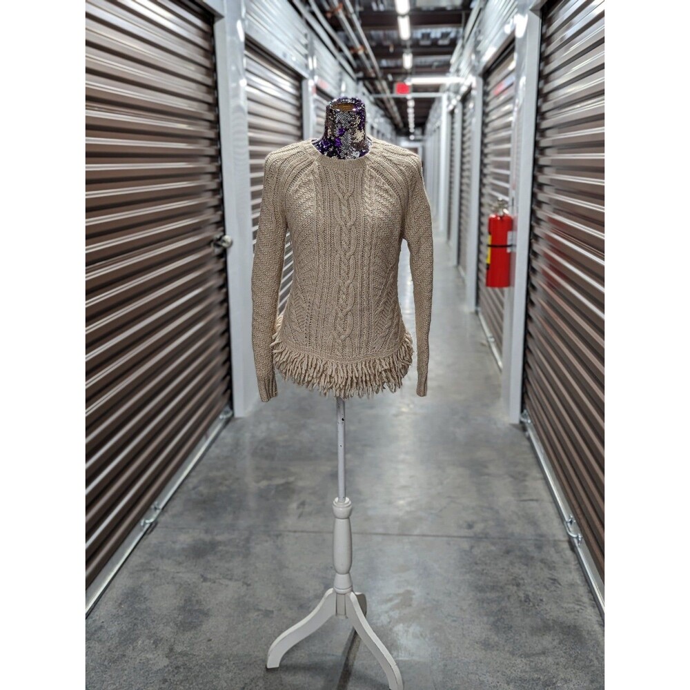 Banana Republic Medium Cream Sweater w Fringe Made of Itallian Yarn